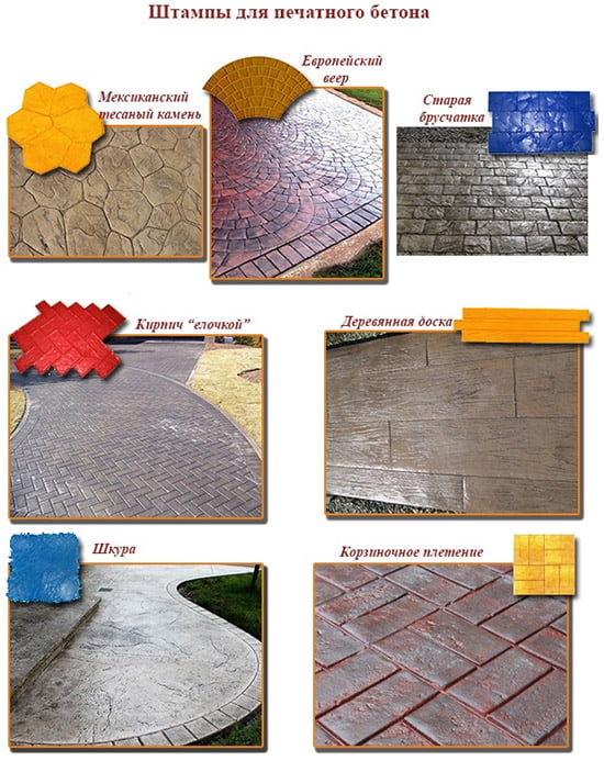 Разновидности штампов для бетона